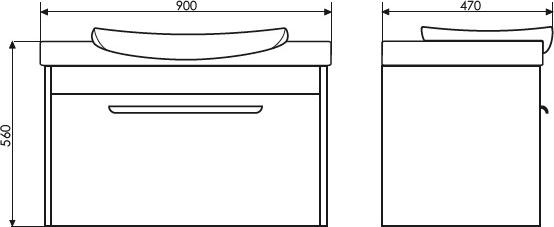 Тумба с раковиной Comforty Киото 90 П 00003126707, белый глянец/сосна лоредо