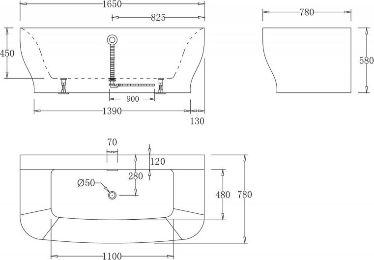 Акриловая ванна BelBagno BB74-1650