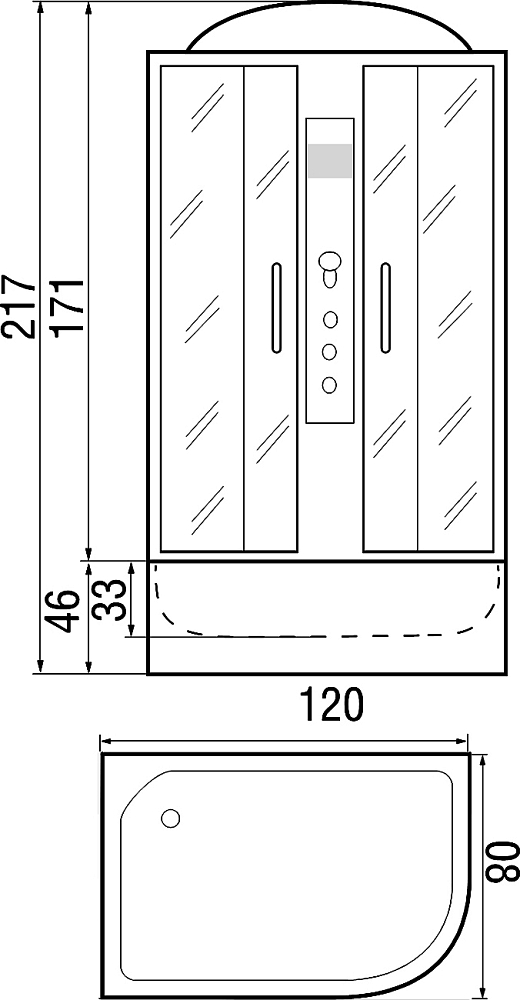 Душевая кабина River Temza 120/80/46 ТН L