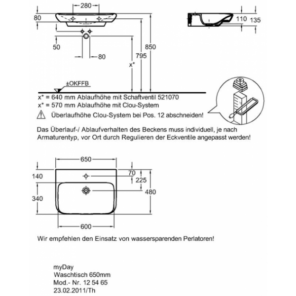 Раковина 65 см Geberit myDay 125465600, белый