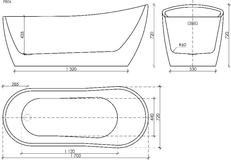 Акриловая ванна Sancos Perla 170x72 FB06, белый