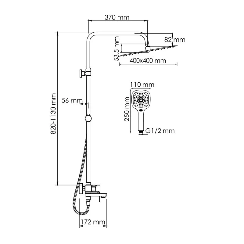 Душевая система WasserKRAFT серия A A177.119.065.010.CH хром