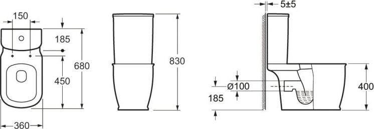 Унитаз-компакт BelBagno Prado BB10150CP с бачком BB10150T