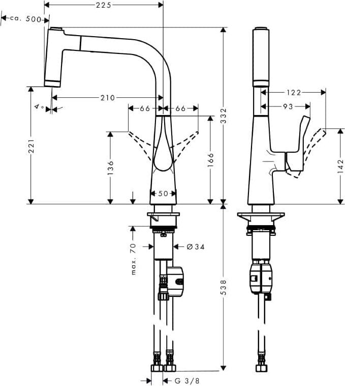 Смеситель для кухни Hansgrohe Metris M71 14834000, хром