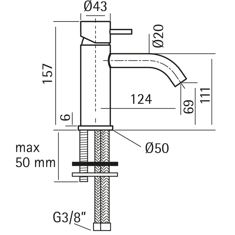 Смеситель для раковины Huber Lynox LX000544D1 серый