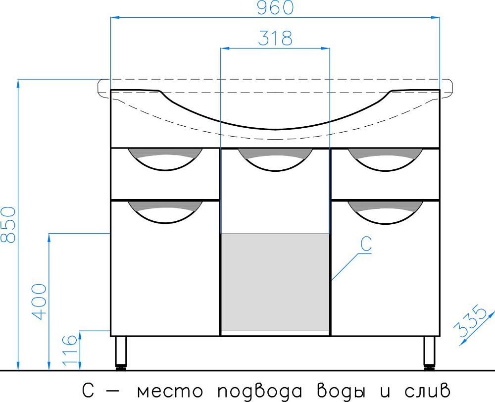 Тумба с раковиной Style Line Жасмин 100 белая