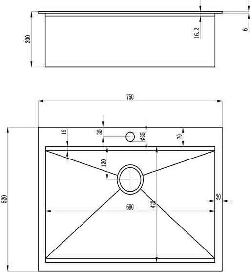 Кухонная мойка Zorg Master X DITO 75х52х20 ZM X-7552