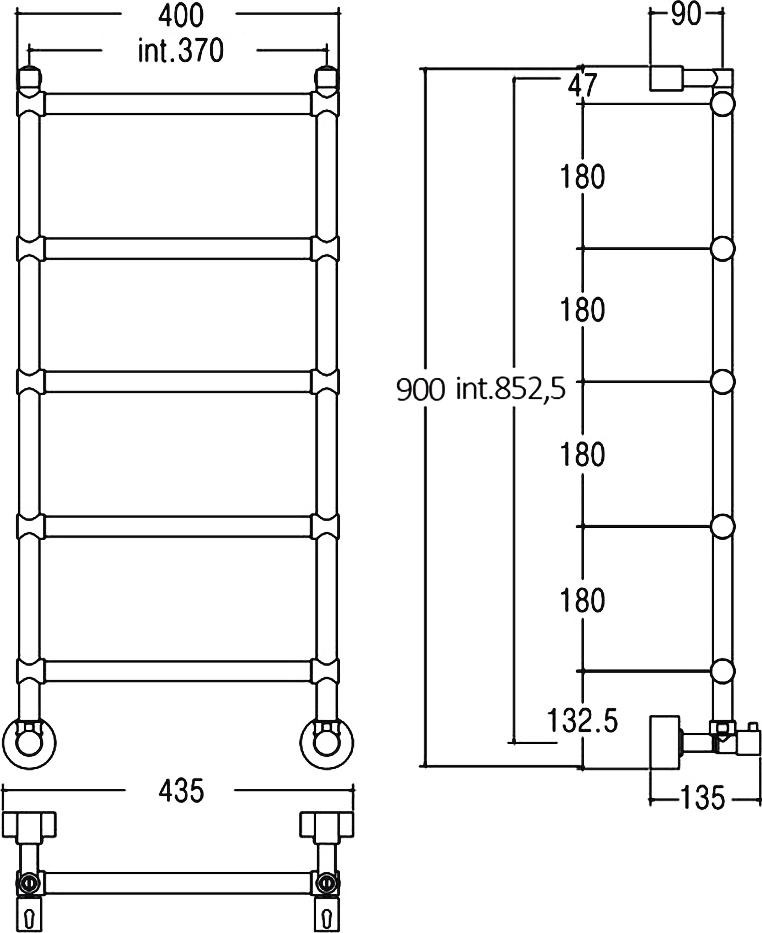 Полотенцесушитель водяной Margaroli Sole 370-442-5 хром