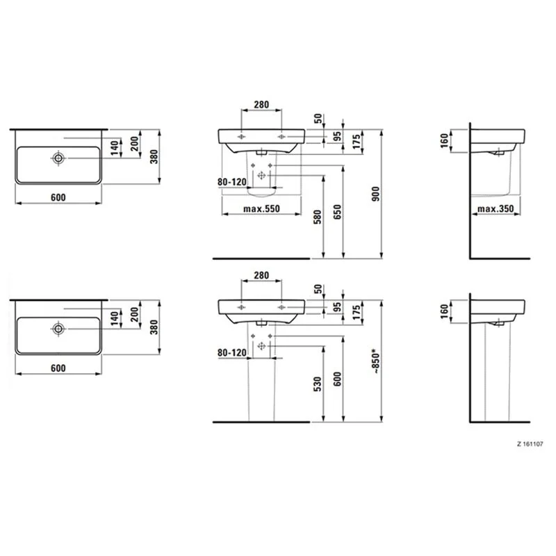 Раковина Laufen Pro S 8.1895.9.000.109.1 белый