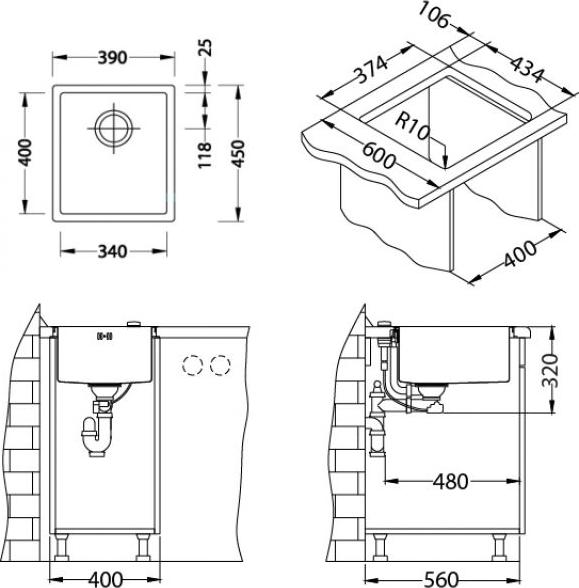 Кухонная мойка Alveus Quadrix 20 - Monarch 1122688, медь