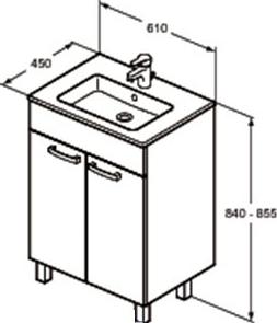 Тумба для комплекта 60 см Ideal Standard Tempo E3239WG глянцевый белый