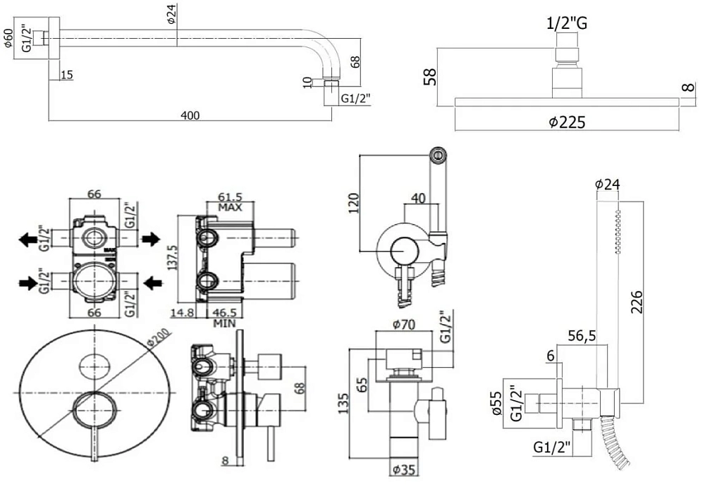 Душевая система Paffoni KIT LIG KITZLIG018CR хром