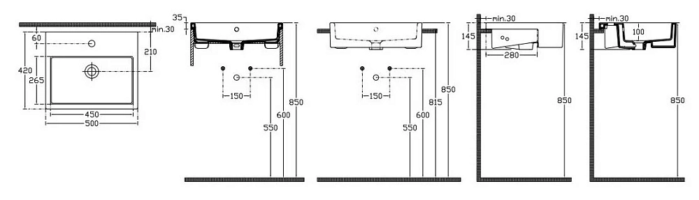 Раковина накладная Isvea Purita 10PL52050SV белый