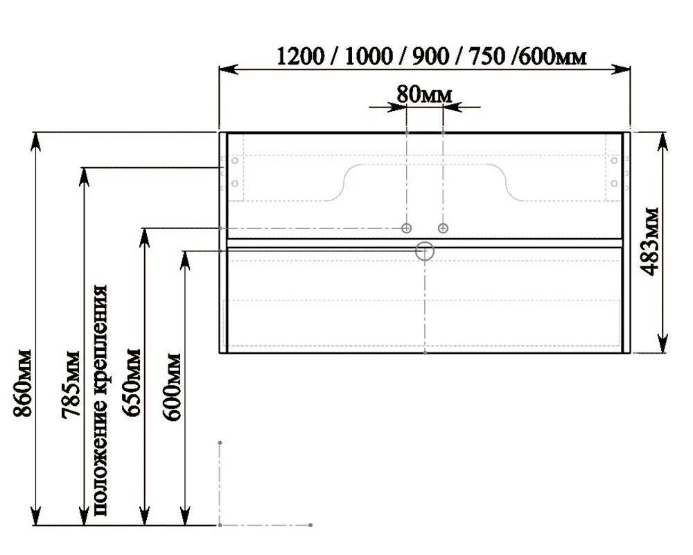 Тумба под раковину SanVit Мэри-2 kmery1002w коричневый