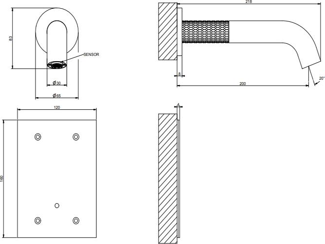 Электронный смеситель для раковины Gessi 316 Meccanica 54215#239, steel brushed