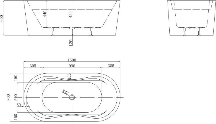 Акриловая ванна BelBagno 160х80 BB407-1600-800