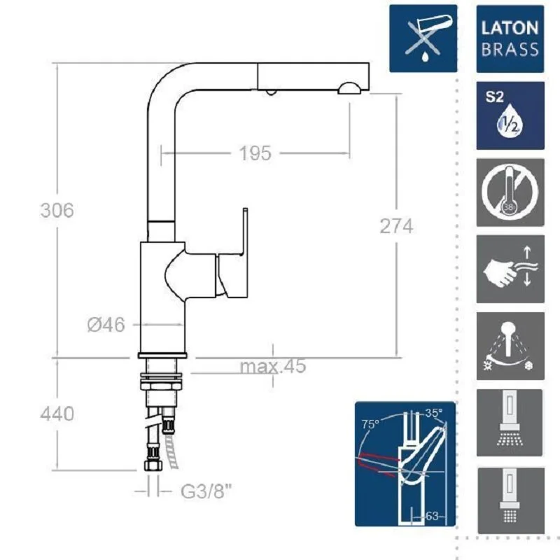 Смеситель для кухни Ramon Soler Rs-Q 931902H1 хром