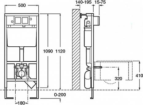 Комплект инсталляция Roca DUPLO WC 890090020 с подвесным унитазом Roca Meridian 346247000