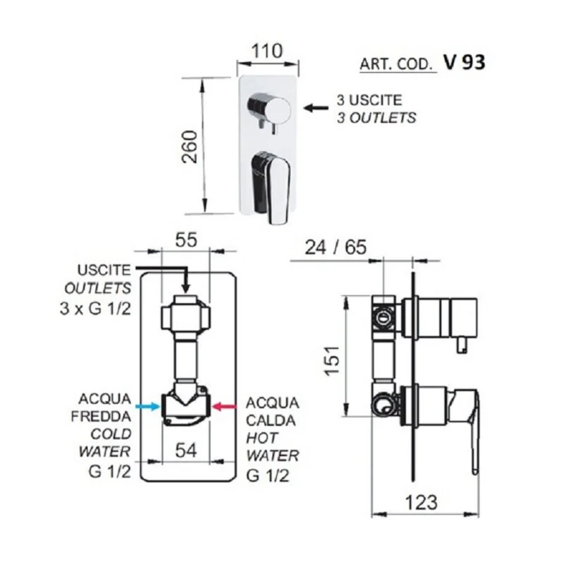 Смеситель для душа Remer Vanity V93 хром