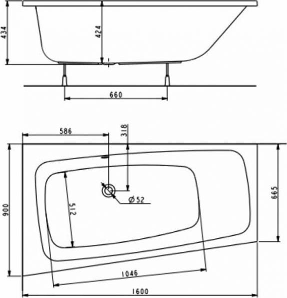 Асимметричная ванна KOLO Split XWA1660000 (правая)