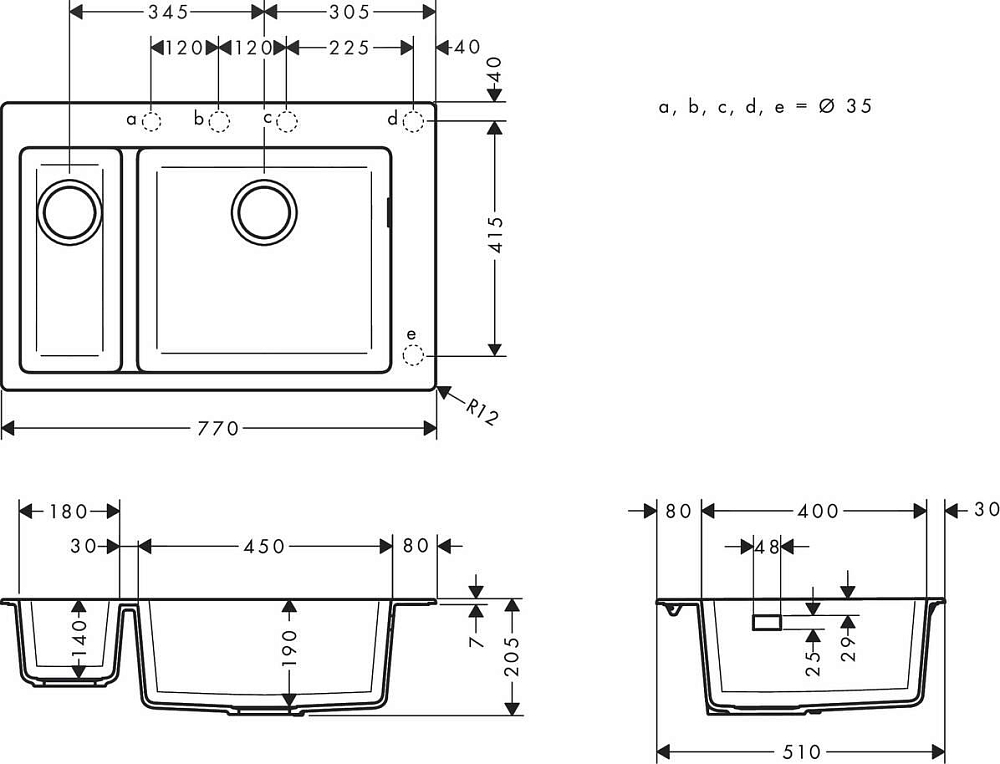 Кухонная мойка Hansgrohe S51 S510-F635 43315170