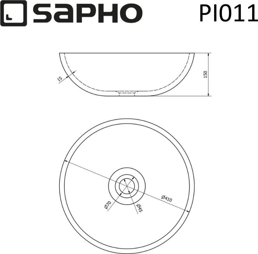 Раковина-чаша Sapho Priori PI011, бежевый/синий