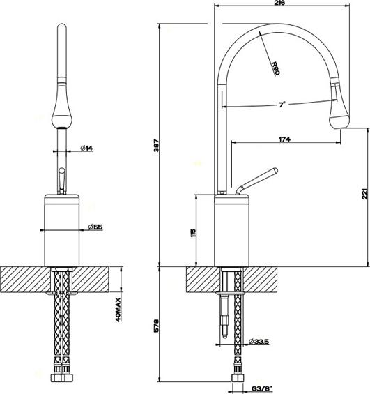 Смеситель для раковины Gessi Goccia 33604#279, белый