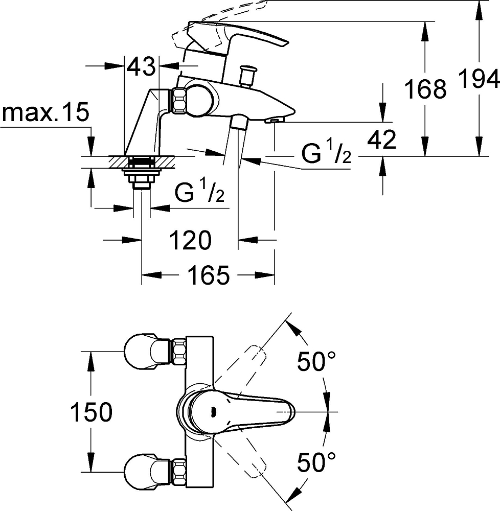 Смеситель для ванны Grohe Eurostyle 33612001