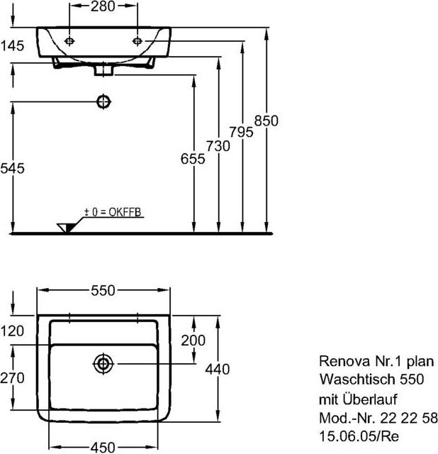 Раковина 55 см Geberit (Keramag) Renova Nr. 1 Plan 222258000, белый