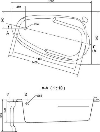 Акриловая ванна Cersanit Joanna 150х95 WA-JOANNA*150-R-W правая