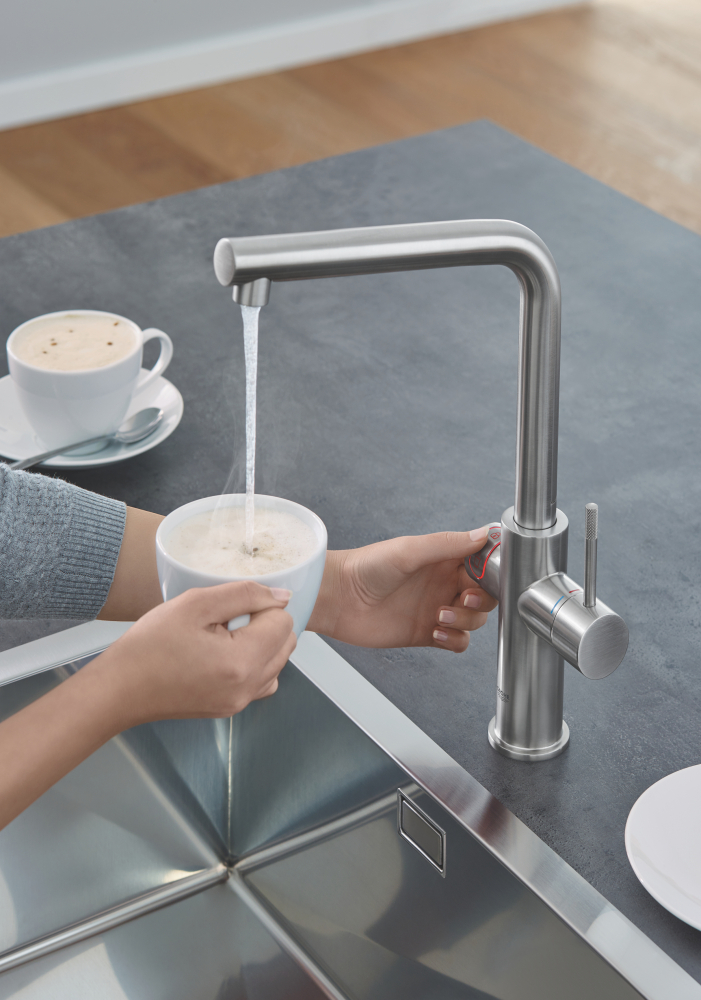 Смеситель Grohe Red II Duo 30325DC1 для кухонной мойки с водонагревателем суперсталь