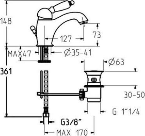 Смеситель для раковины Gattoni Orta 2746/27D0 OLD золото