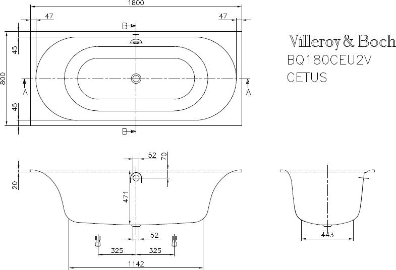 Акриловая ванна Villeroy & Boch Cetus 180х80 UBQ180CEU2V-96 star white