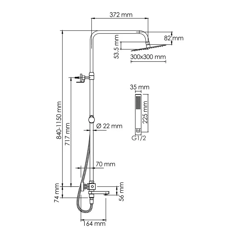 Душевая система WasserKRAFT серия A A199.118.103.010.CH Thermo хром