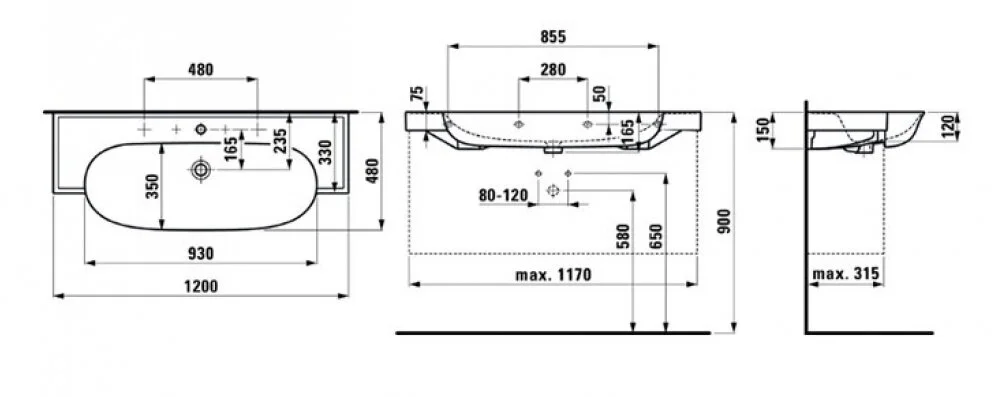 Раковина Laufen New Classic 8.1385.8.757.107.1 белый