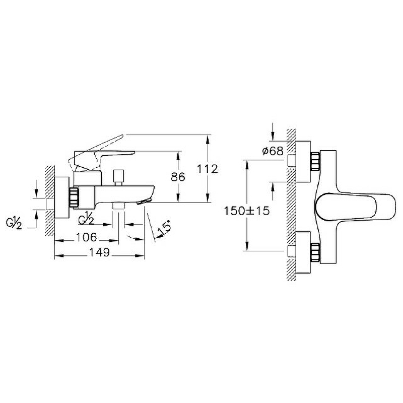 Смеситель для ванны VitrA Flow Round A42946EXP хром