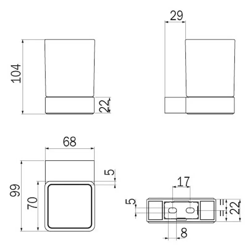 Стакан для зубных щёток Inda Indissima A88100CR21, хром