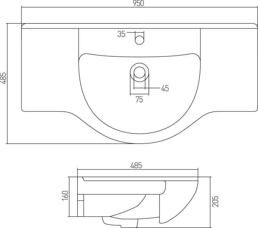 Раковина Santek Аквастоун 1WH110219 95 см.