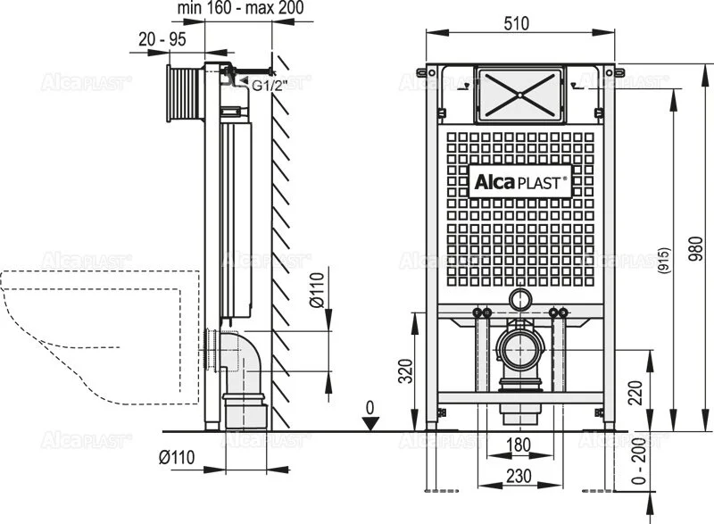 Инсталляция AlcaPlast с унитазом Gustavsberg Artic 4330, комплект