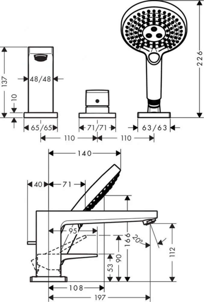 Смеситель для ванны с душем Hansgrohe Metropol 32551000 хром