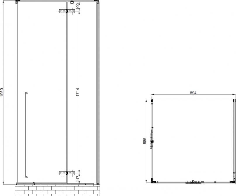 Душевой уголок Abber Eins 90x90 AG06099B, профиль черный, стекло прозрачное