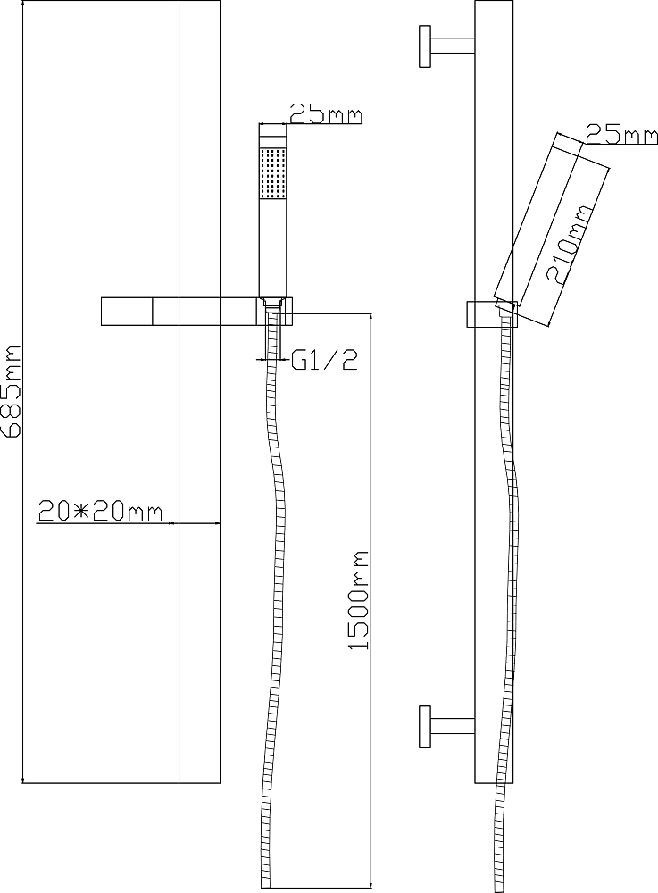 Душевой гарнитур Gllon S7208WG+1806+H109CP