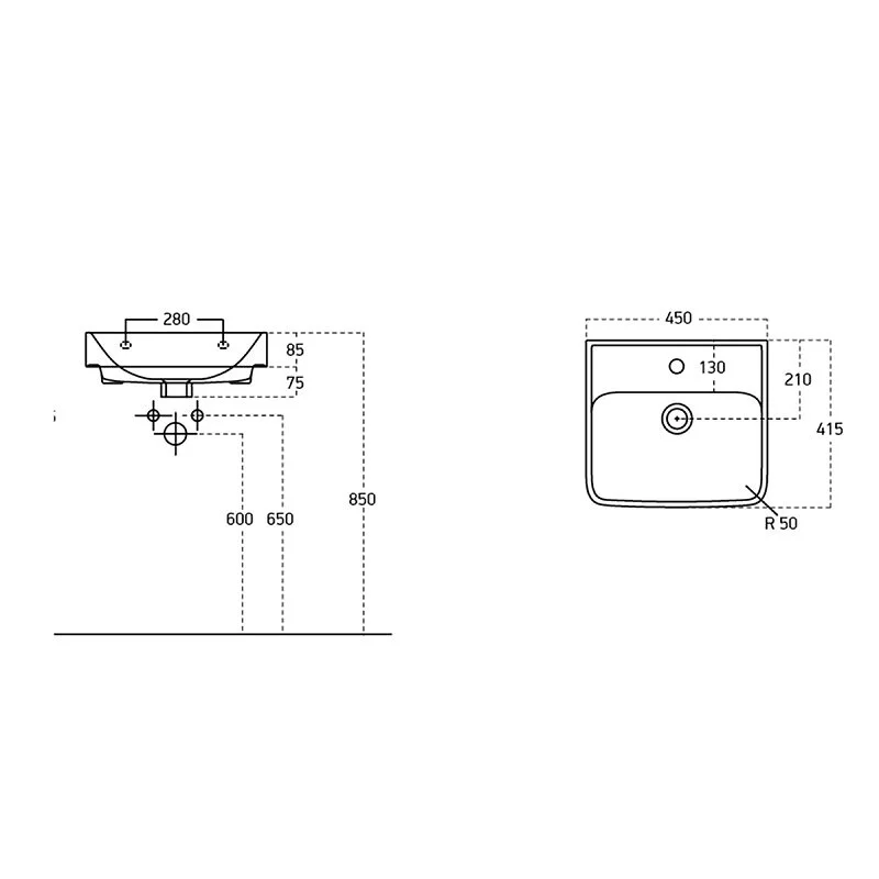 Раковина Lemark Neon 551346 45 см, белый