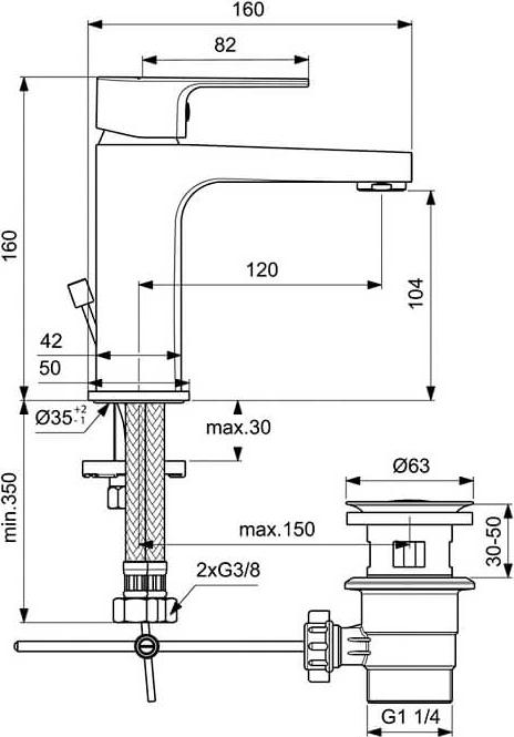 Комплект смесителей 3 в 1 Ideal Standard Esla BC264AA, хром