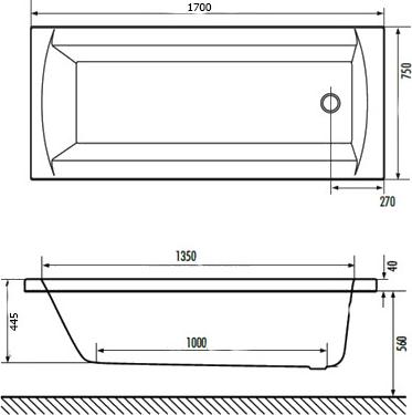 Акриловая ванна Excellent Aquaria 170х75 WAEx.AQU17WH