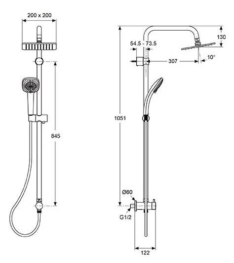 Душевой гарнитур Ideal Standard Idealrain A5834AA хром