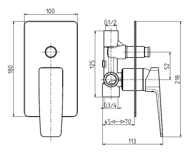 Смеситель для ванны с душем M&Z New Geometry NGM02800 хром