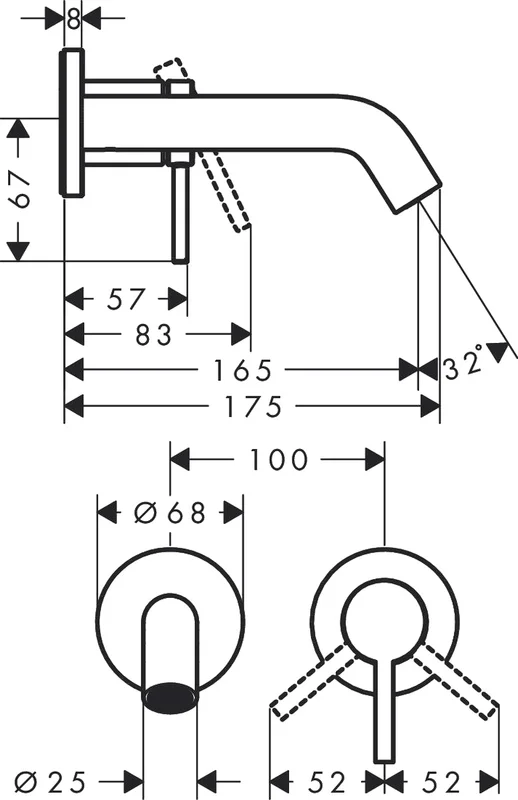 Смеситель для раковины Hansgrohe Tecturis S 73350140 шлифованная бронза