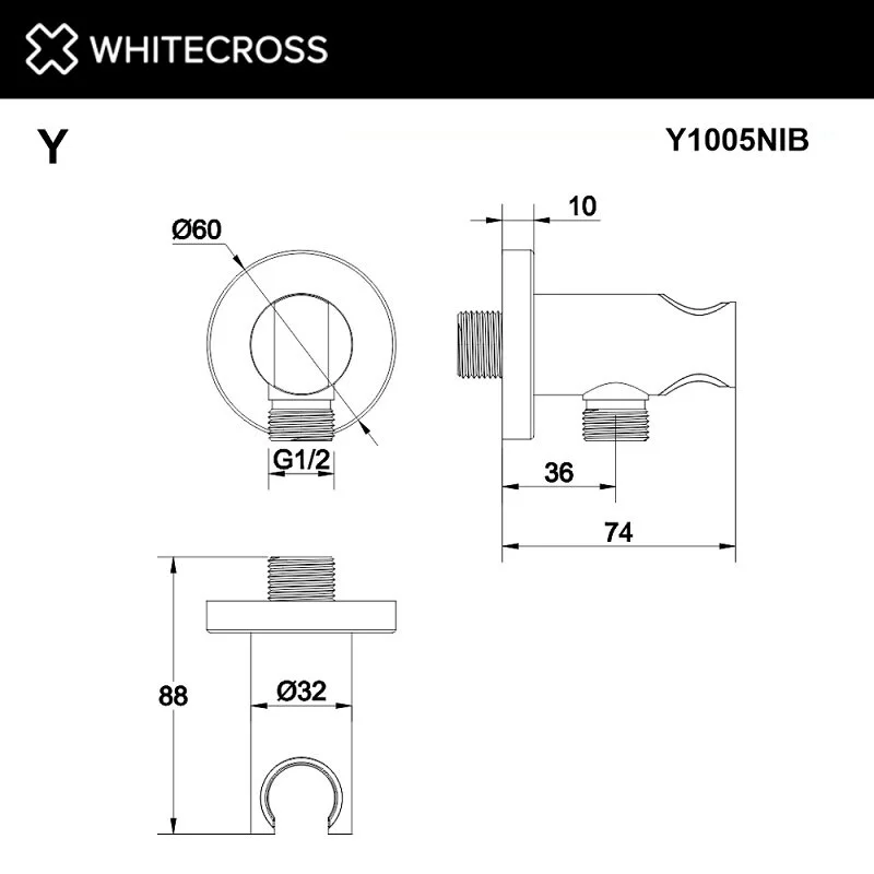 Шланговое подключение  Whitecross Y Brushed Nickel Y1005GM серый