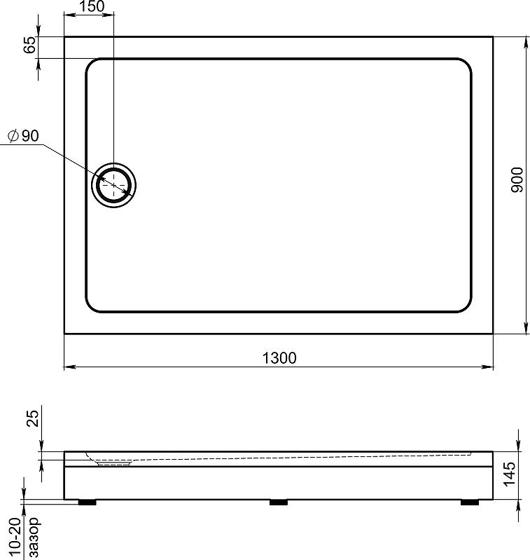 Душевой поддон Bas Олимпик 130x90 ПН00059, белый